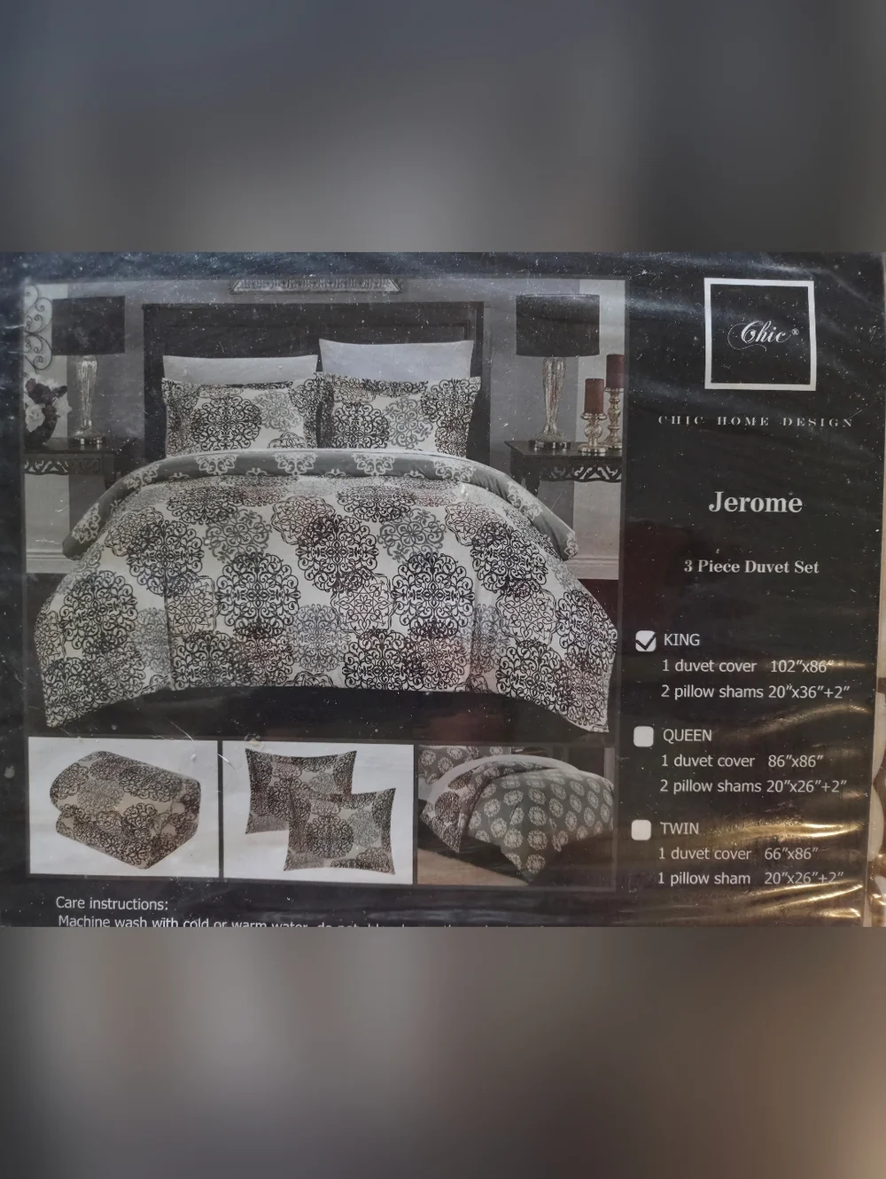 NEW Chic Home 3 Piece Jerome Boho Inspired Reversible Print Duvet Set, King